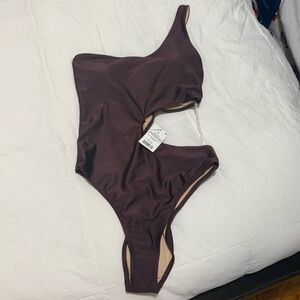 Cotton On One-Shoulder Brown One Piece